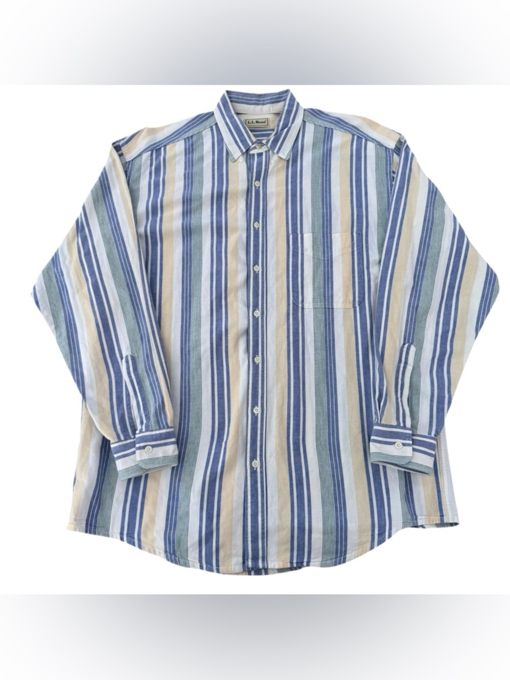 Vintage 80’s L.L. Bean Button Down Long Sleeve Shirt Men’s Large Tall Multicolor